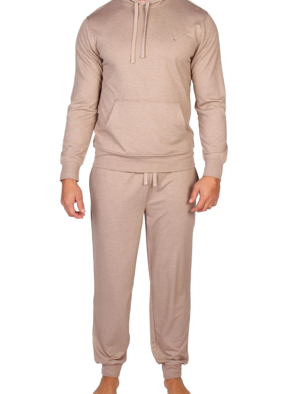 TailorByrd French Terry Casual Jogger Pants & Hoodie Set - Oatmeal